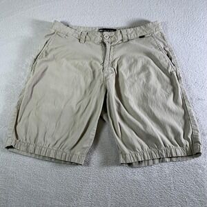 Travis Mathew Shorts Mens 32 Beige Chino Stretch Elastic Hem Casual 11" Inseam‎